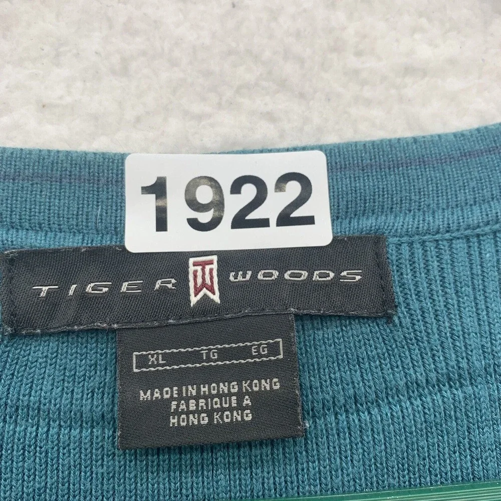 VTG Nike Tiger Woods Golf Vest Mens XL X-Large V-Neck Teal‎ Blue Checkered Knit